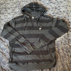 Vuori Men’s Striped Hooded Sweatshirt - Black & Gray